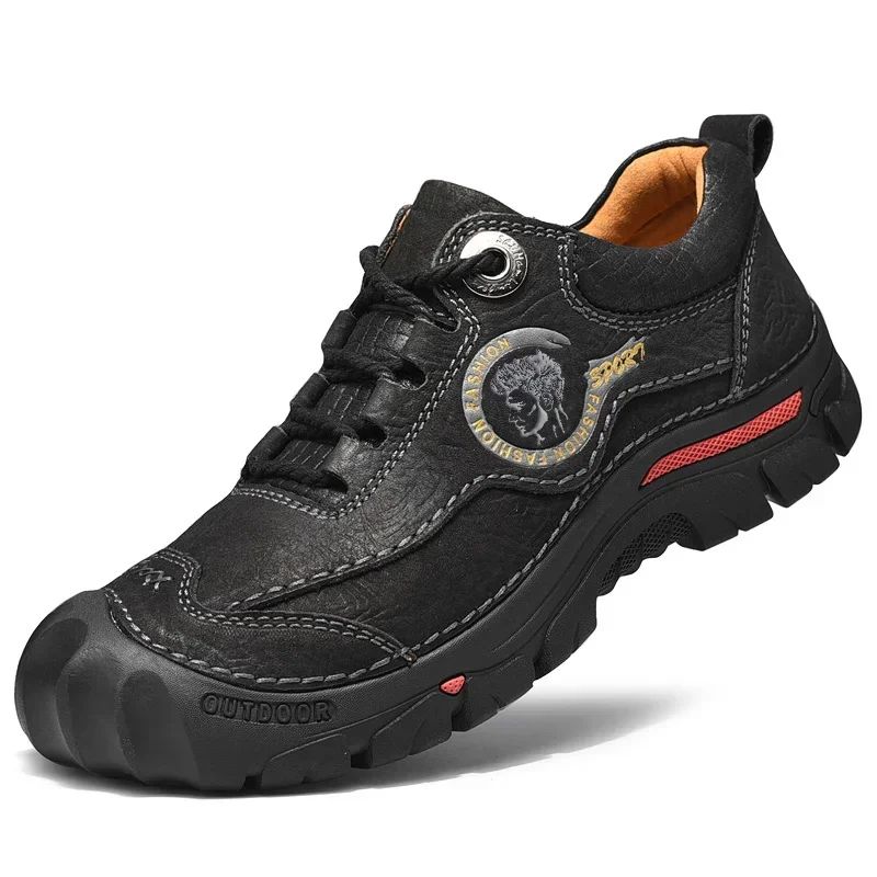 Outdoor Camping Hiking Shoes Men Genuine Leather Sports Sneakers Man Travel Casual Shoes Leisure Walking Climbing Men's Footwear