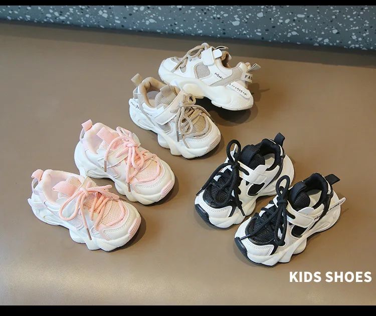 Girl Child Sport Shoe 2024 Spring Mesh Breathable Toddlers School Running Sneakers Fashion Non-slip Kids Boys Basketball Shoes