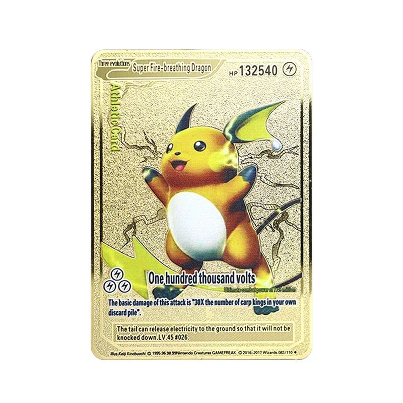 Pokemon 183200 Points High Hp Gold Black English French Metal Cards Vmax Mega GX Game Collection Cards Charizard Pikachu Mewtwo