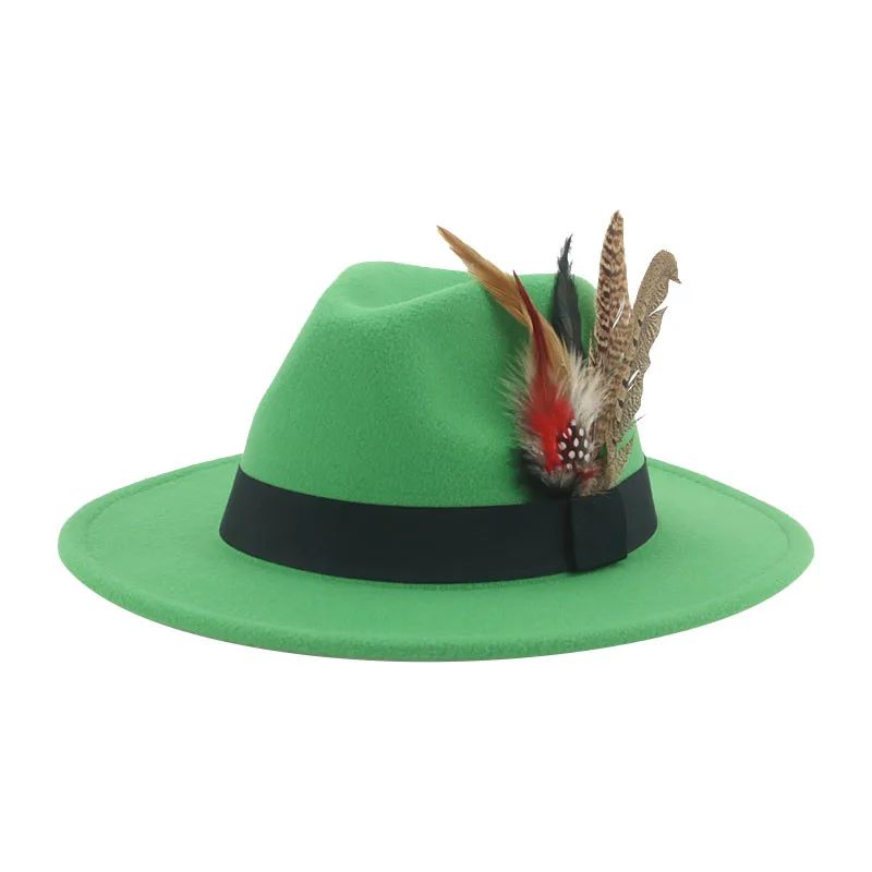 Hat Fedoras Winter Women Hats Men Felt Hat Feather Luxury Fashion Casual Wedding Decorate Men Women Fedora Chapeau Femme Bonnet