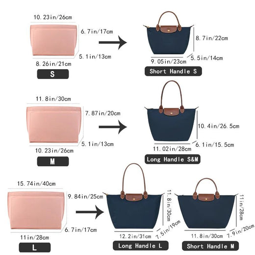 Custom Felt Bag Organizer forLongchamp Tote Purse Insert LinerPockets Travel Storage Essential ChristmasBag Fashion Enthusiasts