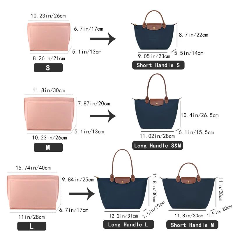Custom Felt Bag Organizer forLongchamp Tote Purse Insert LinerPockets Travel Storage Essential ChristmasBag Fashion Enthusiasts