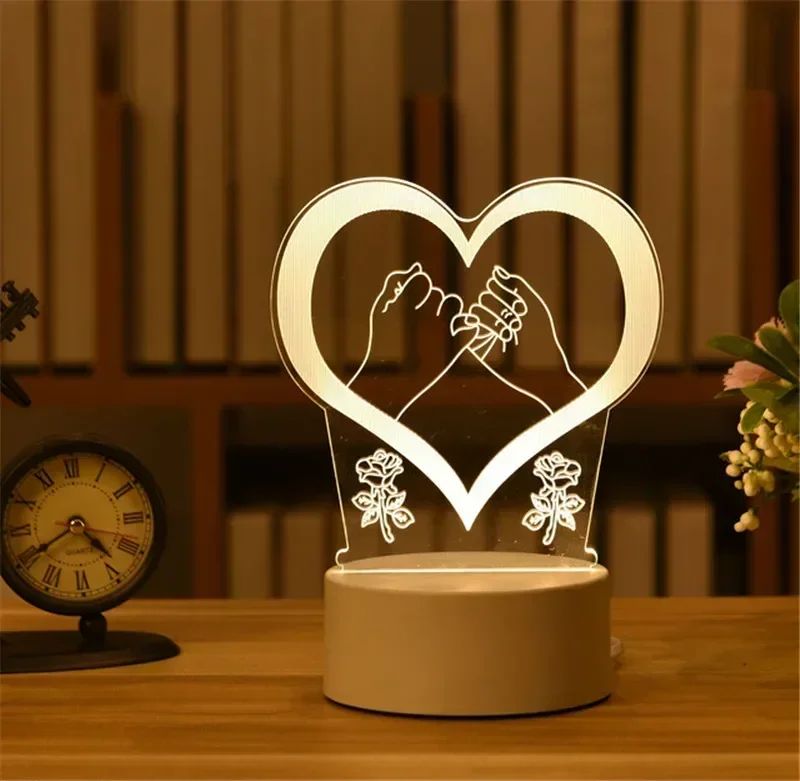 USB Operated 3D Acrylic LED Night Light Festival Birthday Kids Gifts Bedroom Bedside Decor Night Lamp Home Novelty Lighting