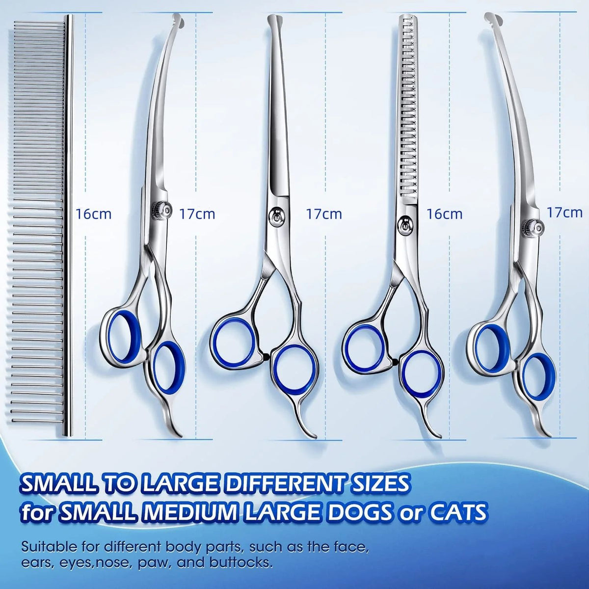 5 in 1 Professional Dogs Grooming Scissors Set Stainless Steel Dog and Cat Hair Thinning Shears with Safety Round Tip for Pet
