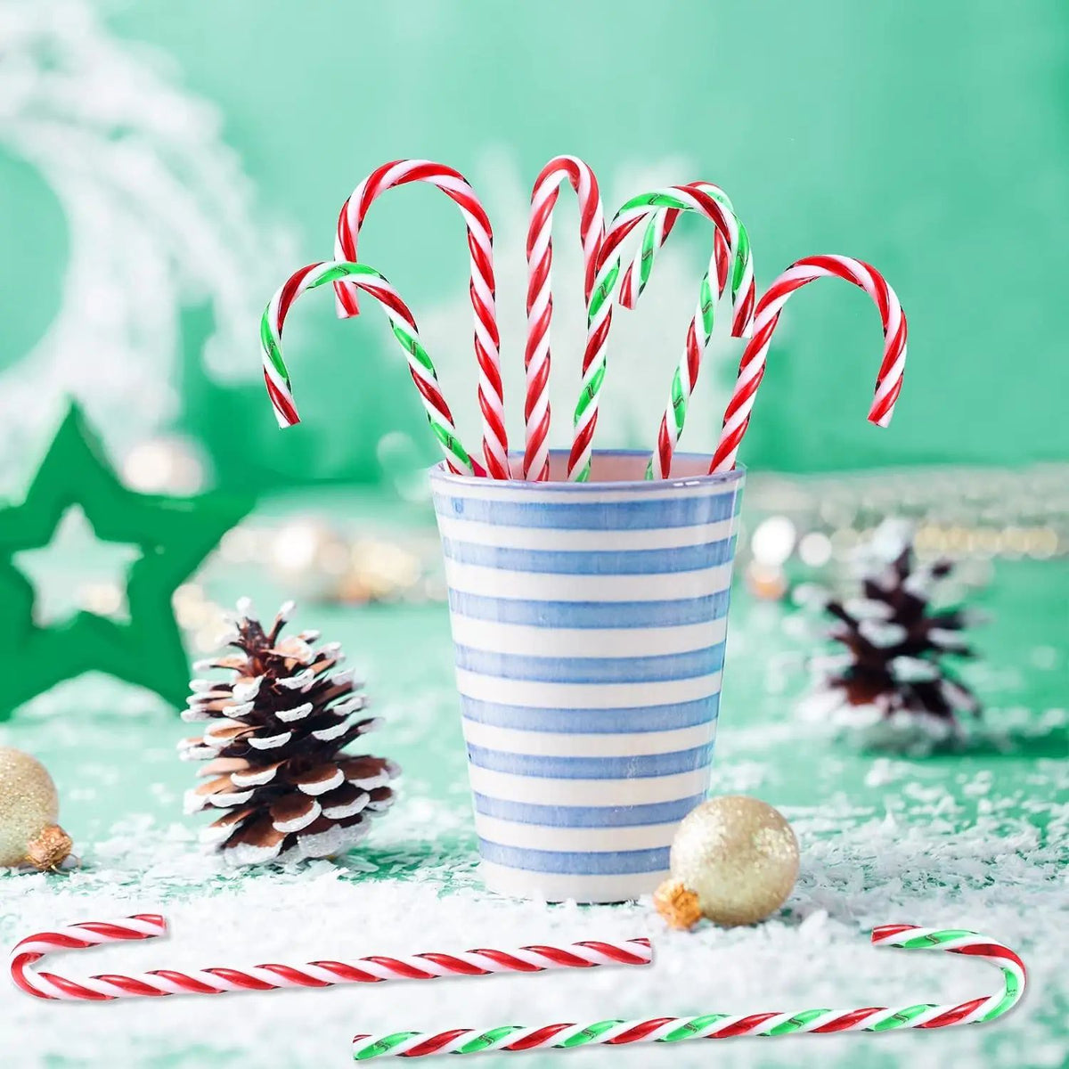 20pcs Christmas Candy Canes Acrylic Xmas Tree Hanging Crutch Pendant New Year Party Home Decoration Ornaments Gifts
