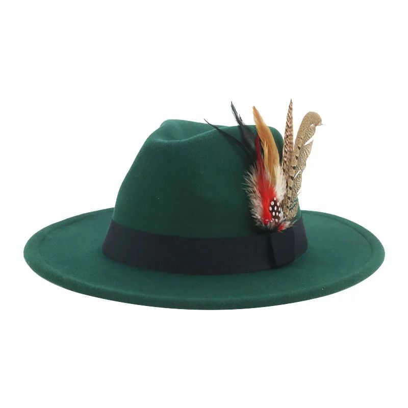 Hat Fedoras Winter Women Hats Men Felt Hat Feather Luxury Fashion Casual Wedding Decorate Men Women Fedora Chapeau Femme Bonnet