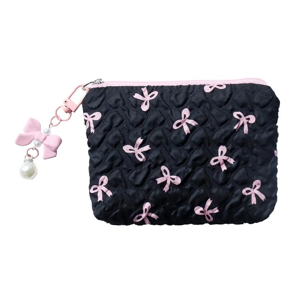 1PC Color Bow Canvas Large Capacity Lipstick Air Cushion Storage Bags Women's Makeup Bag Commuter Handbag Travel Toiletry Bags