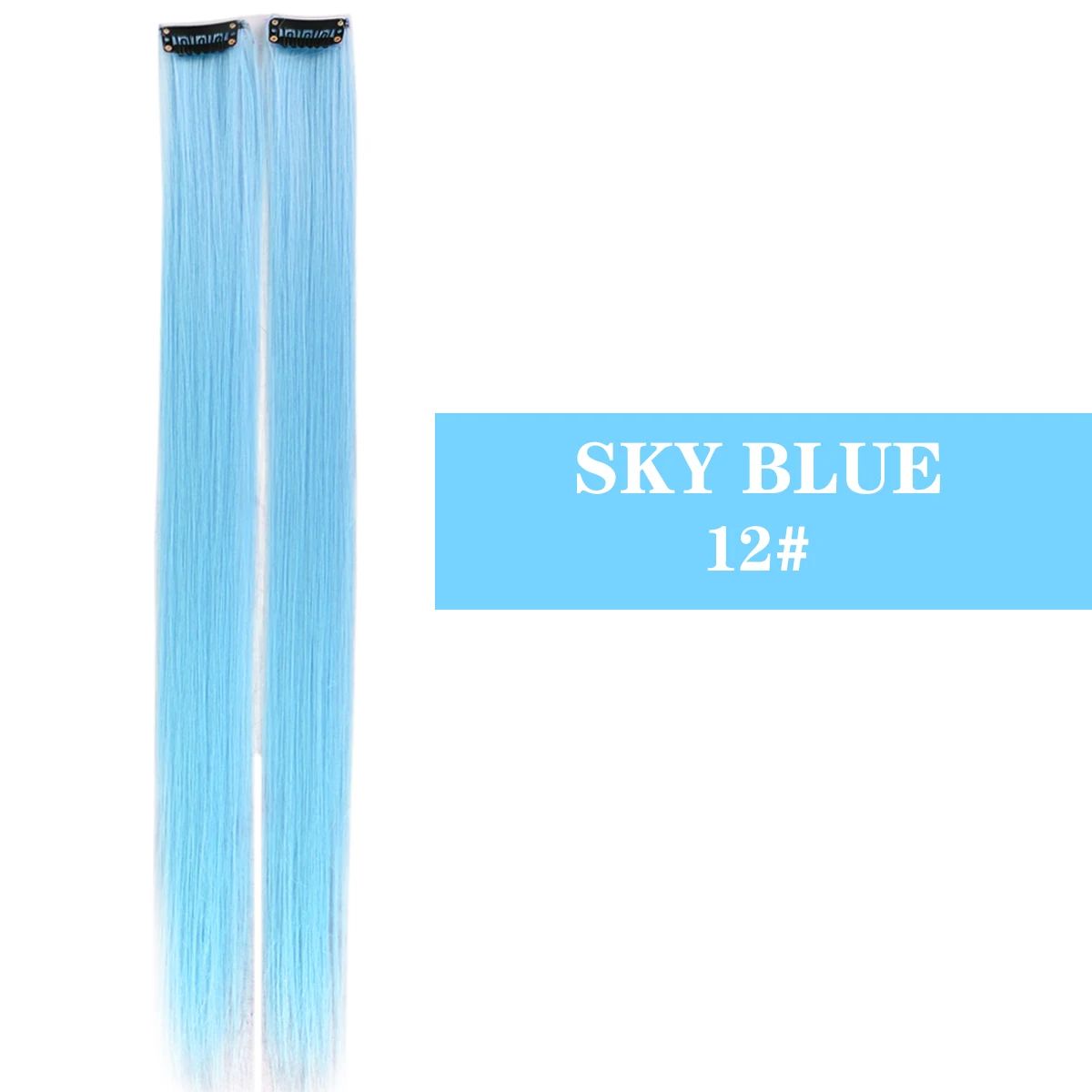 Synthetic 2 pieces 20inch Colored Clip in Hair Extensions, Long Straight Pink/Blue/Purple Halloween/Christmas Wig good 2026