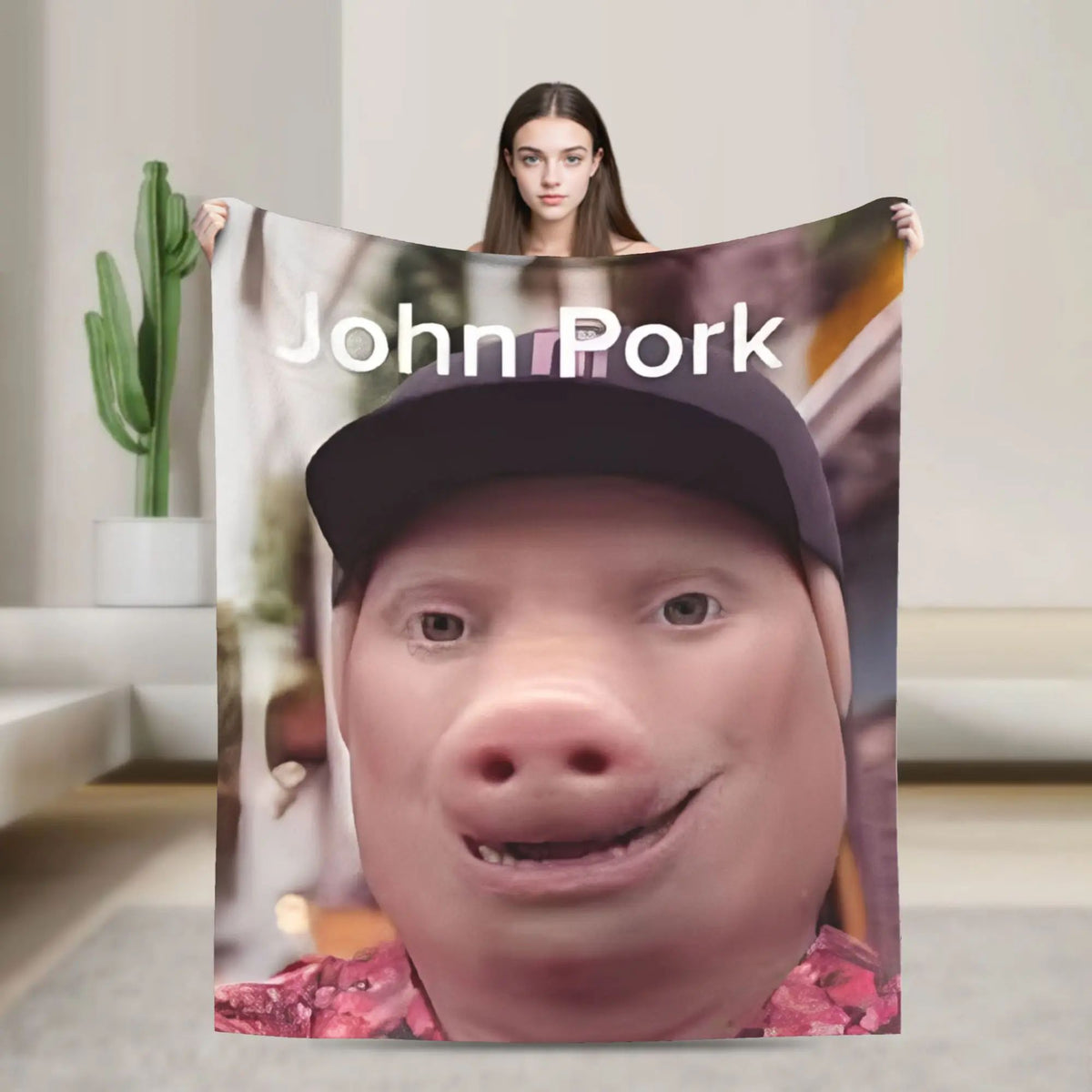 Super Soft Funny Print Throw Blanket for Bedding Travel Outdoor Use John Pork Is Calling