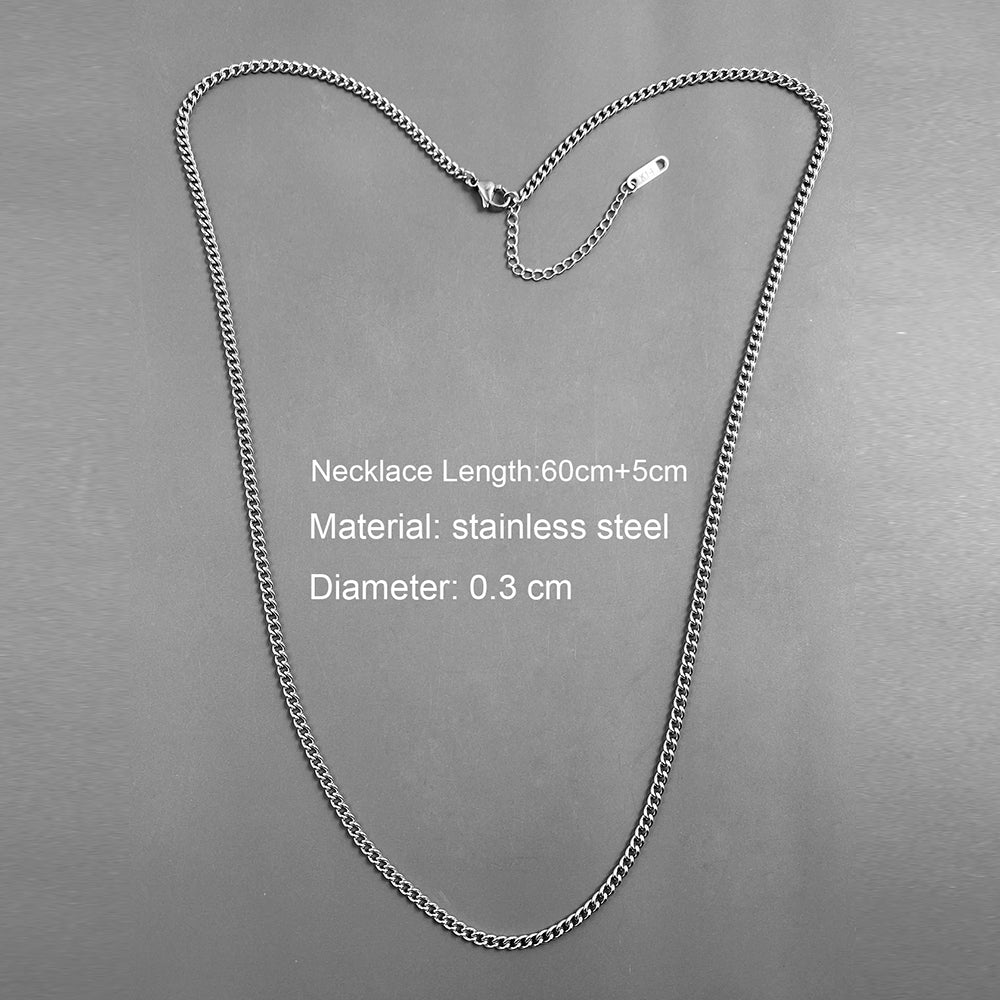 Stainless Steel Gold color Chain Necklace for men Long Chain Choker Men Collar Neck Lace Diy Pendant Silver Color Cord Lobster