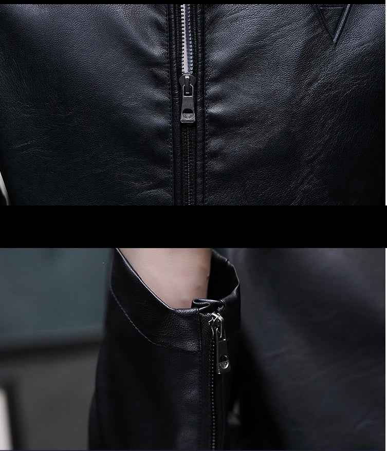 Mens Biker Leather Jacket 2023 Autumn New Men's Fashion Trend Decorative Motorcycle Leather Coat