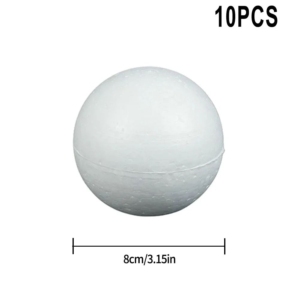 10pcs Solid Foam Ball Polystyrene Balls 50mm-100mm Round DIY Accessory Handmade For Party Celebration Christmas Decoration