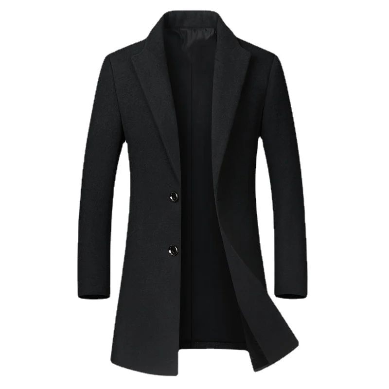 New Winter Men Cashmere Trench Coats Wool Blends Overcoats Business Casual Trench Long Jackets Male Slim Blends Coats Size 4XL