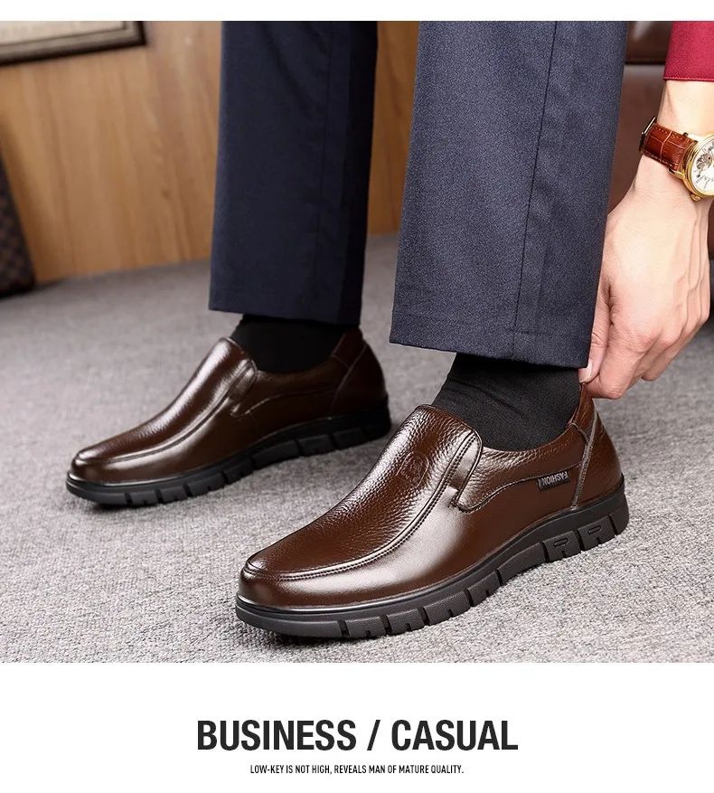 Men Genuine Leather Businenss Loafers Handmade Shoes Non-slip Man Flat Driving Walking Man Soft Luxury Dad Dress Office Shoes