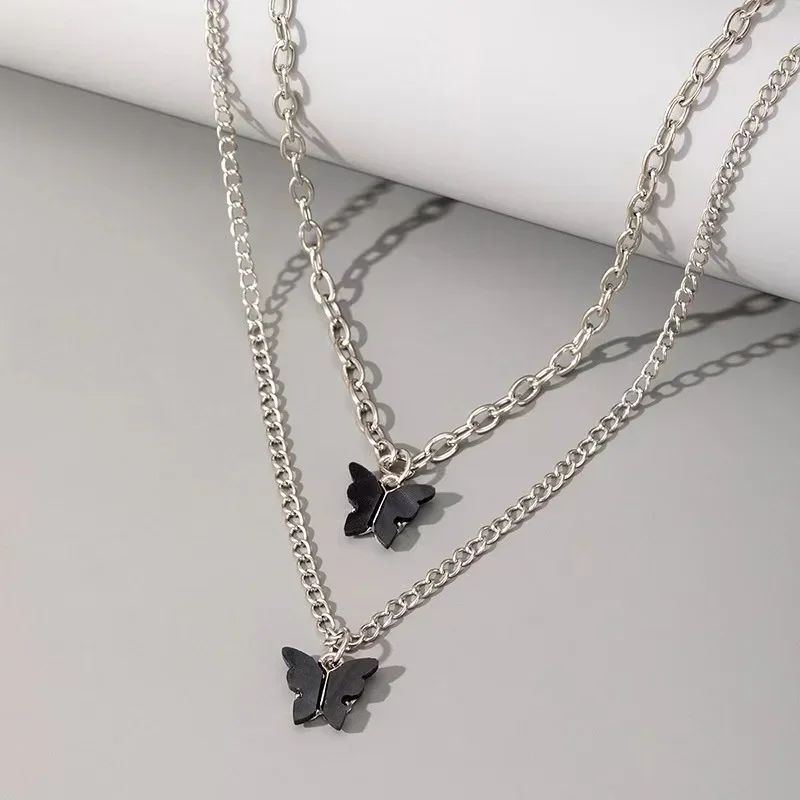 Europe and America Fashion Gold Color Stainless Steel Water Drop Tassel Pendant Necklace for Women Clavicle Chain Paty Jewelry