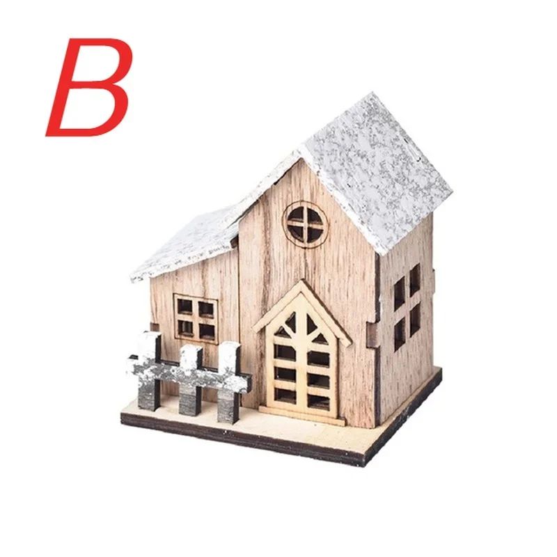 Christmas LED Light Wooden House Luminous Cabin Merry Christmas Decorations For Home DIY Xmas Tree Ornaments Kids Gifts New Year