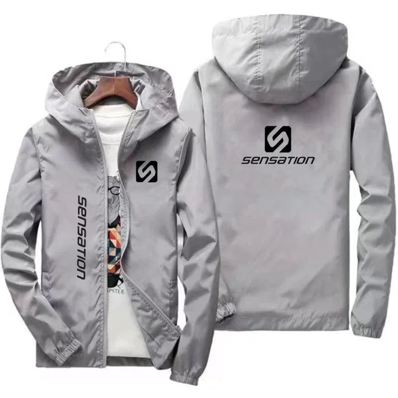 New men's daily large-sized waterproof street jacket, sun-protective windbreaker, and autumn hooded mountain bike jacket