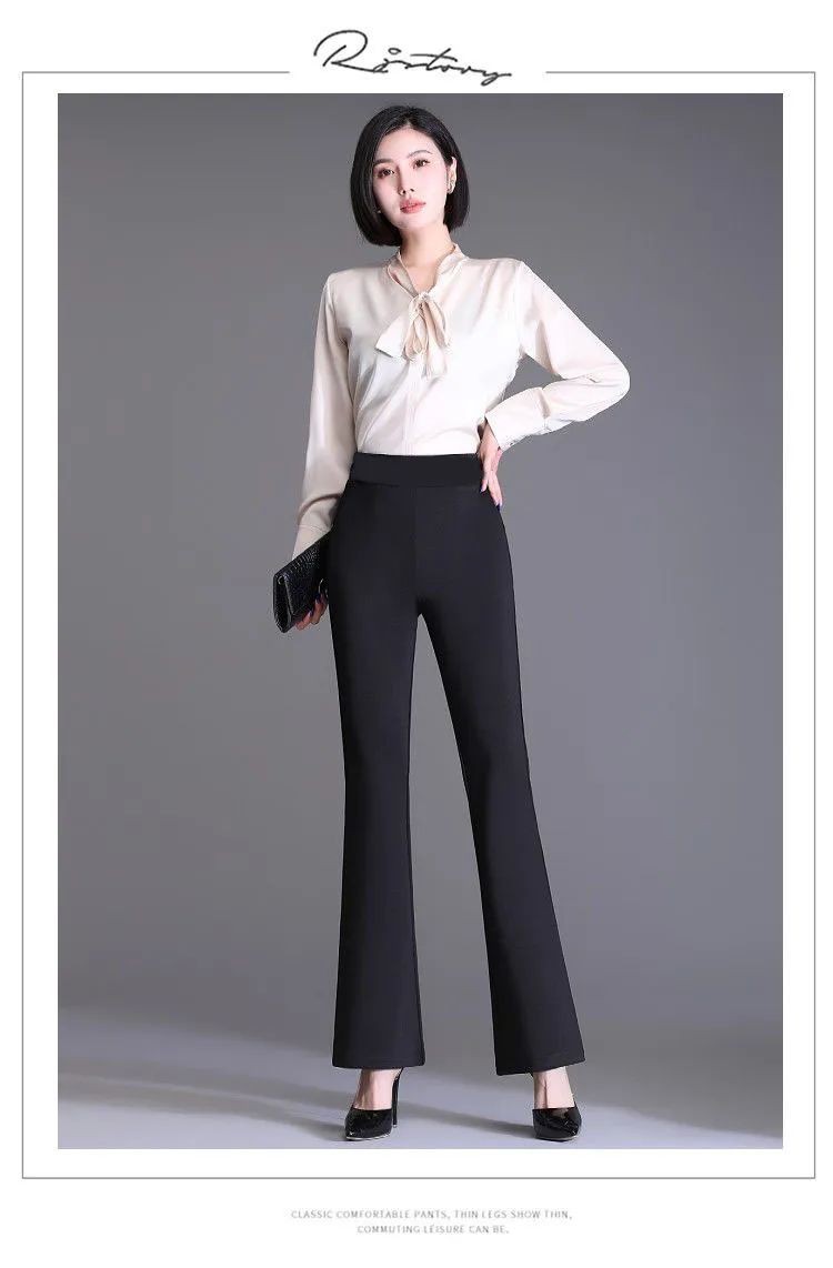 Spring Autumn New Bootcut Pants Women's Slimming Versatile Korean Style Loose-fit Fashionable Trousers Drop Leg Bell Pants Women