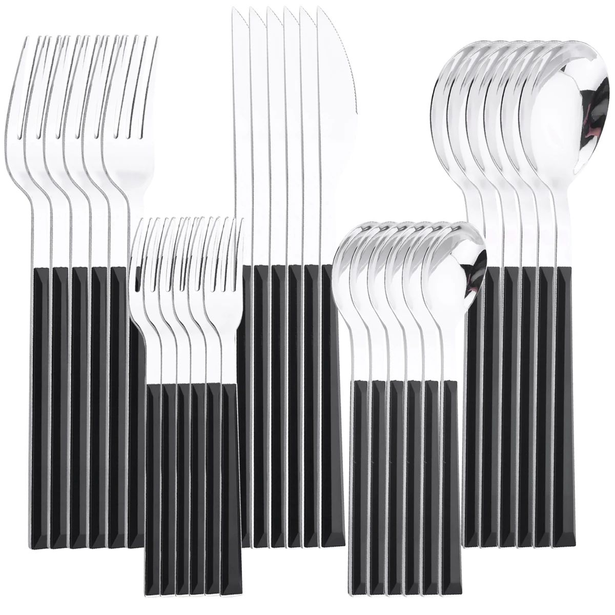 30Pcs Cutlery Set Stainless Steel Imitation Marble Flatware Fork Spoon Knife Dinner Kitchen Dinnerware Silverware Tableware Set