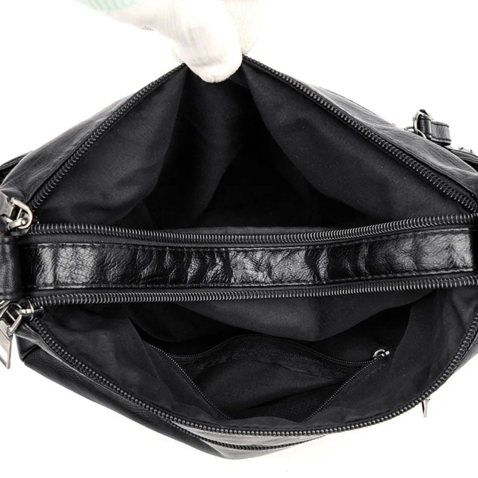 Fashion Soft Leather Crossbody Bags for Women 2025 Casual Female Multi Pocket Messenger Bags Retro Handbags Ladies Shoulder Bags