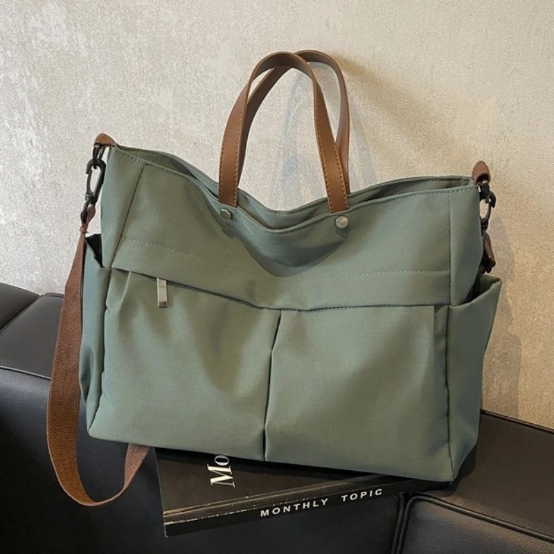 Designer Women's Tote Bag Spacious Nylon Handbag Multiple Pocket Large Capacity Commuting Shoulder Bag Lightweight Shopping