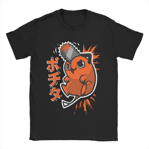 Trendy Print Tshirt Short Sleeve Retro Tees Chainsaw Man Pochita Poster T Shirt Summer T Shirts Couple Aesthetic Clothes