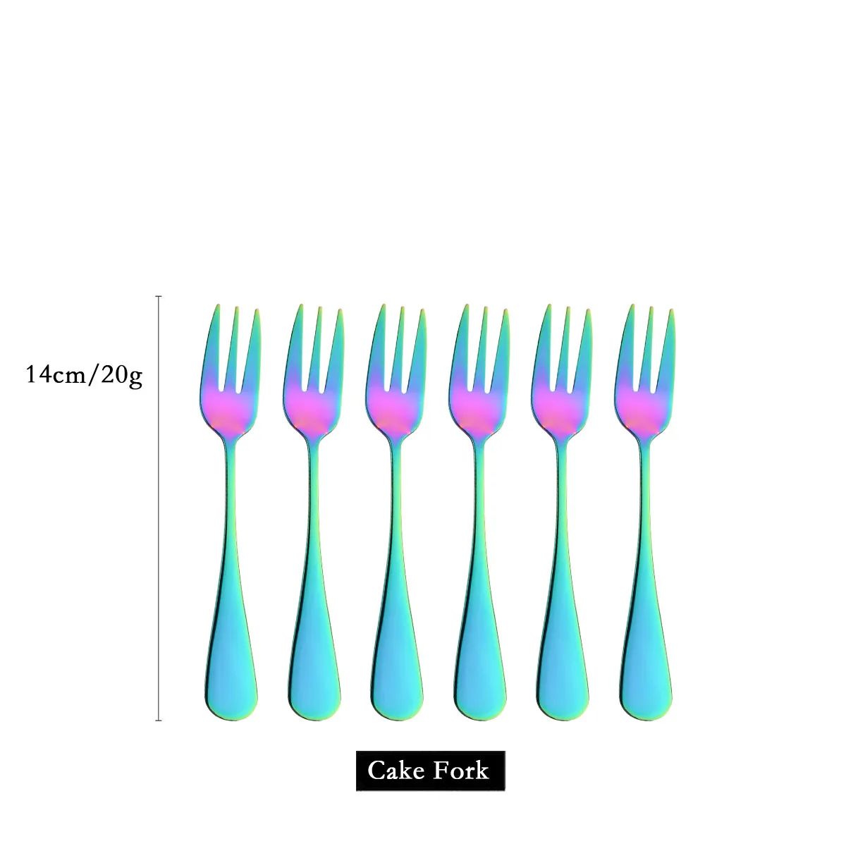 6/30Pcs Rainbow Dinnerware Stainless Steel Cutlery Set Knife Cake Fork Tea Spoon Flatware Set Kitchen Silverware Tableware Set