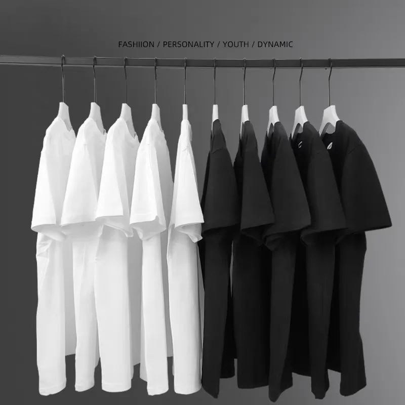 100% pure cotton summer high-end brand men's short sleeve round neck fashionable style half sleeved top breathable T-shirt