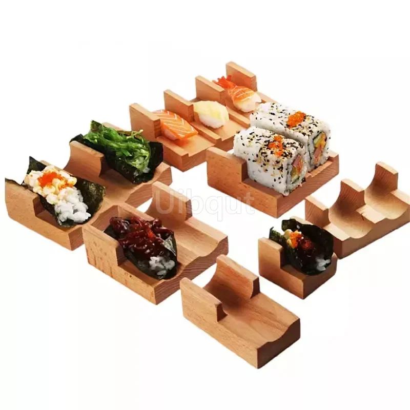 Japanese Sushi Rack shop tool Wooden Taco Snack Food Holder Wood Plate Cuisine Stand Sashimi Sushi Boat Restaurant Hotel Home