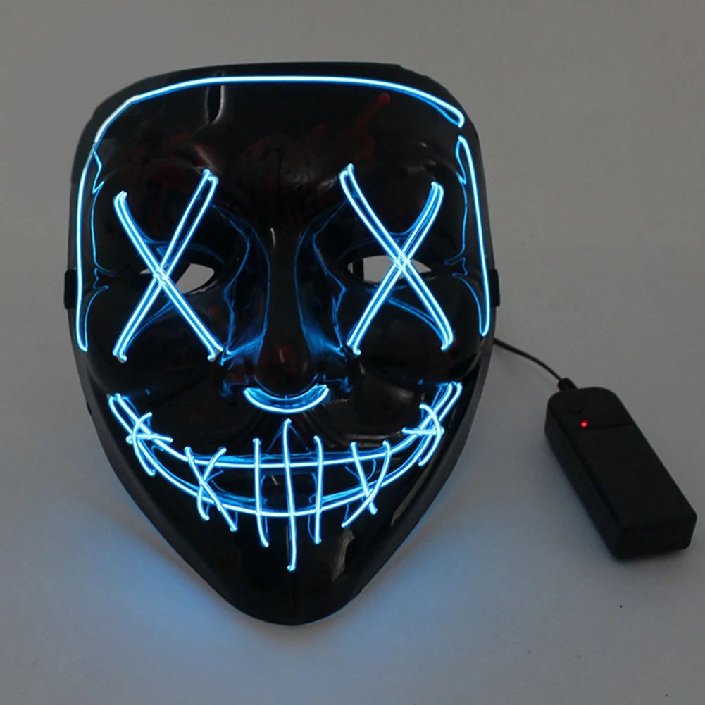 Wireless Scary Glowing Mask LED Luminous Purge Mask Halloween Horror Neon Light Up Cosplay Party Mask Fstival Costume Supplies