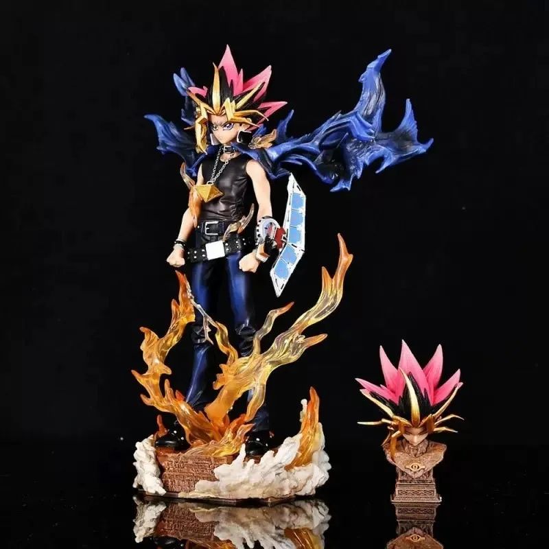 2025 28cm Anime Duel Monsters Anime Figure Gk Yugi Muto Doll 2 Heads Pvc Statue Model Collectible Decoration Toys Christmas Gift