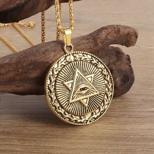 Eye of Horus, Eye of God Necklace, Rotatable Evil Eye Pendant, Men's Trendy Retro Weird Egyptian Amulet Jewelry