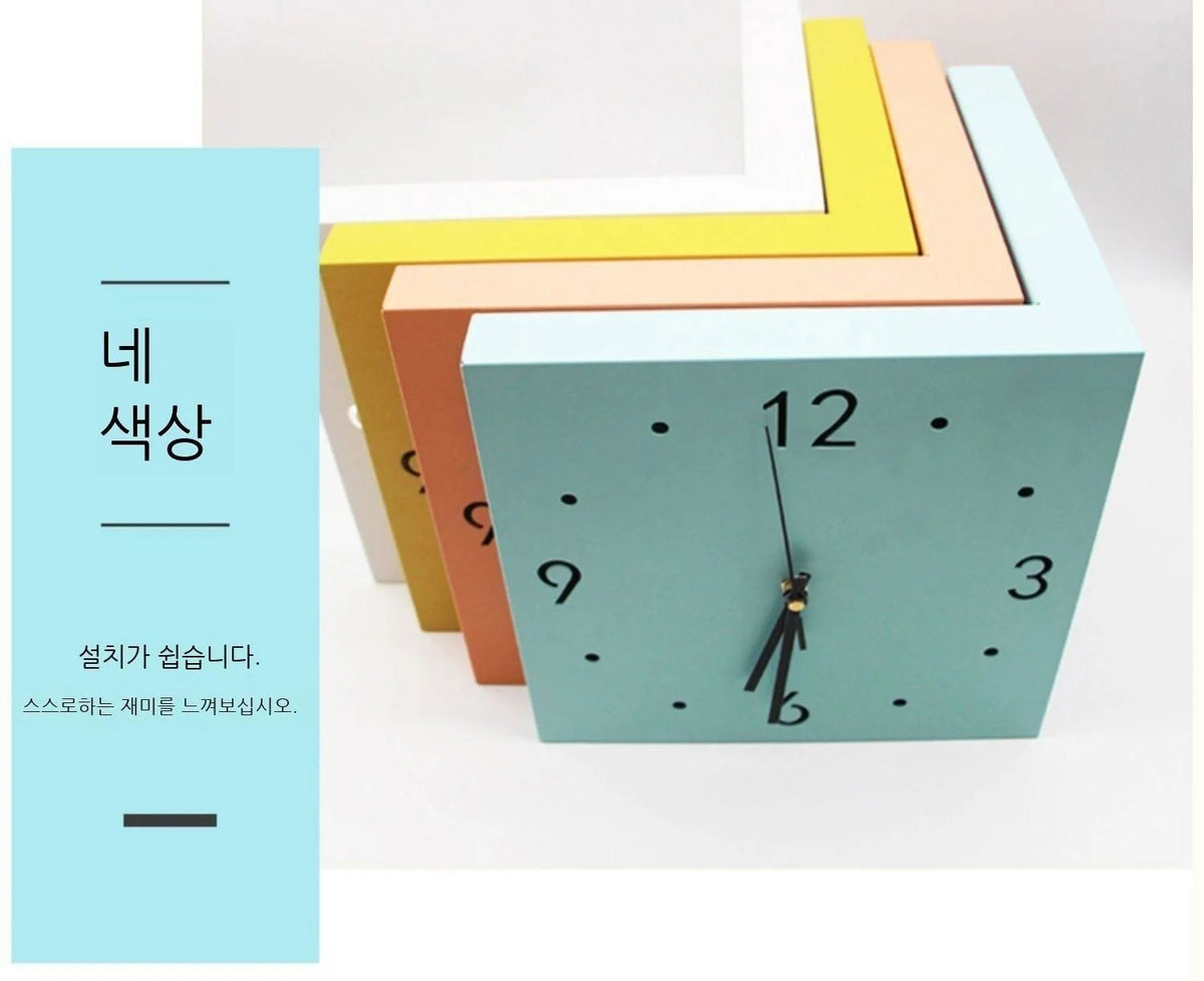 Creative Light Sensor Corner Wall Clock Square Simple Double Sided Wall Clock with Arabic Numeral Scale Analog Silent Wall Clock