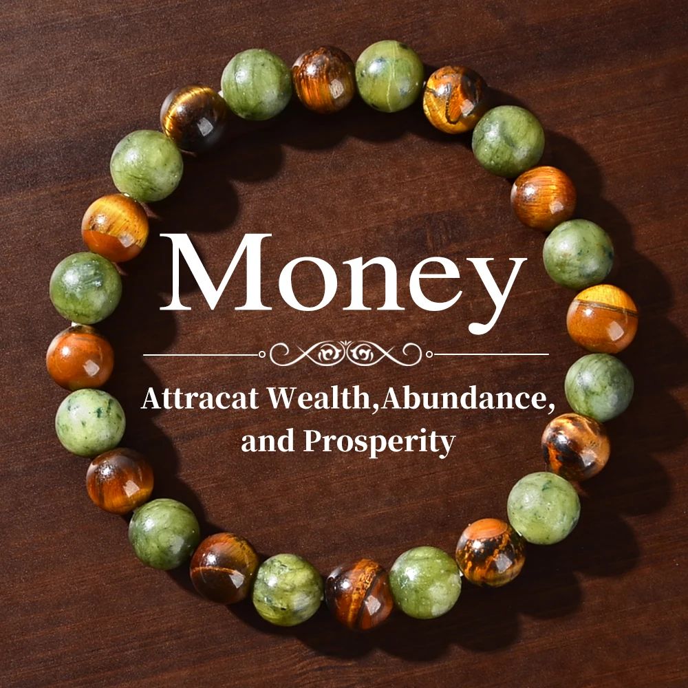 Natural Stone Symbolic Beaded Bracelet Women Men Anxiety Relief Protection Money Spiritual Inner Self-Love Jewelry