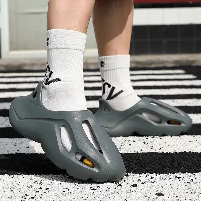 Men's Slippers Summer Soft EVA Beach Hole Shoes Outdoor Women's Slide Non-slip Personalized Hollow Shoes 36-47