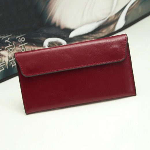 Women Leather Slim Clutch Bag Long Wallet Female Handbag Luxury Genuine Leather Wallets Coin Purses Ladies Card Holder Bolsos