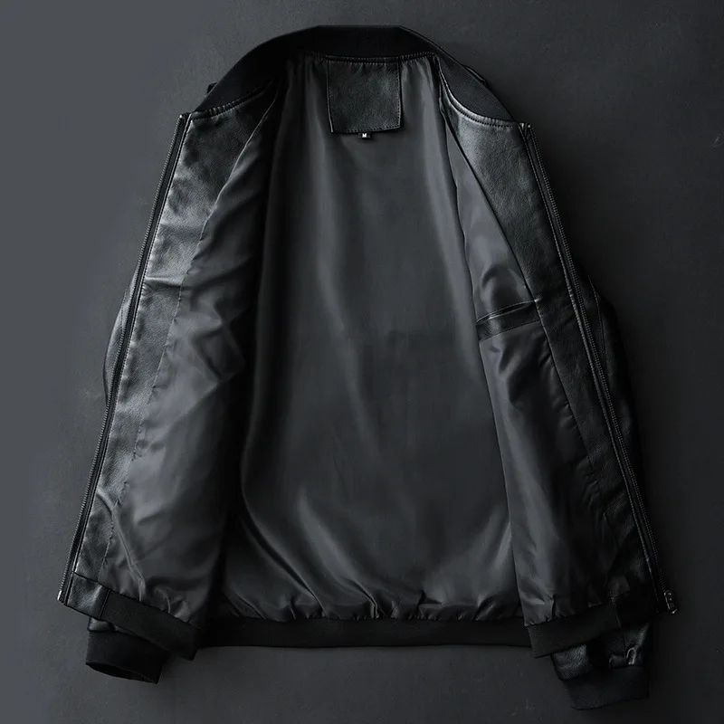 2025 Autumn New Men Black Biker PU Leather Coat Korean Fashion Men Pu Leather Jacket Trend Casual Fit Slim Baseball Clothes 8Xl