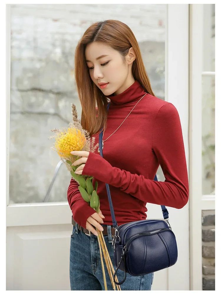 Fashion Soft Leather Crossbody Bags for Women 2025 Casual Female Multi Pocket Messenger Bags Retro Handbags Ladies Shoulder Bags