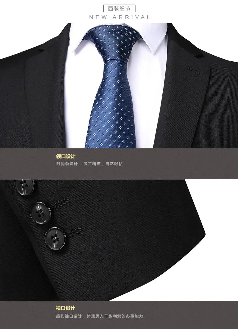 Suit 8XL (Blazer + Trousers) Men Korean Version of The Youth Elegant Fashion Simple Casual Gentleman Best Man Suit 2 Piece Suit