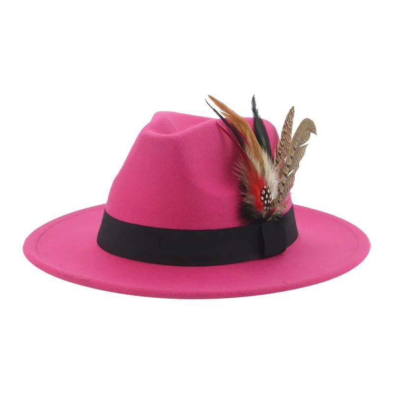 Hat Fedoras Winter Women Hats Men Felt Hat Feather Luxury Fashion Casual Wedding Decorate Men Women Fedora Chapeau Femme Bonnet