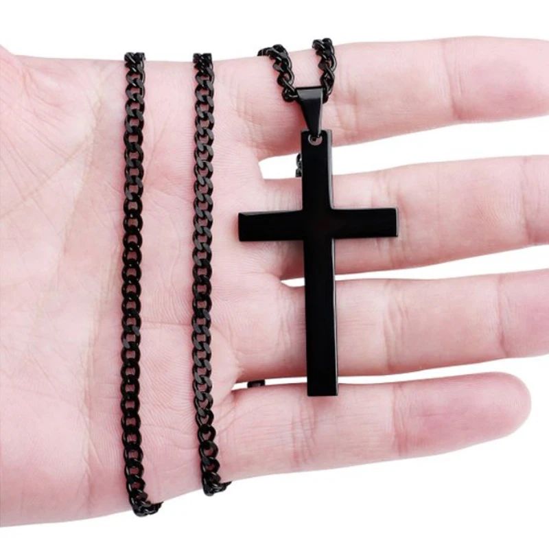Vintage Gothic Pendant Cross Necklace Cool Street Style Punk Jewelry for Men Women Black Chain Accessories Decoration Wholesale