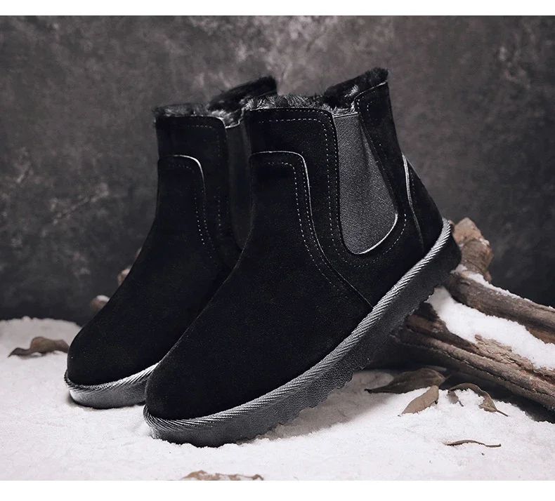 2025 New Men Boots Winter Warm Plush High Tops Leather Casual Shoes Outdoor Fashion Snow Boots