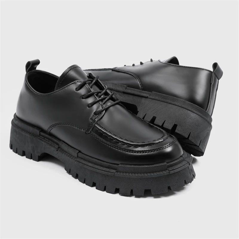 Fashion Thick Sole Leather Men Casual Shoes Classic Formal Business Men Dress Shoes Breathable Lace-Up Handmade Shoes Moccasins
