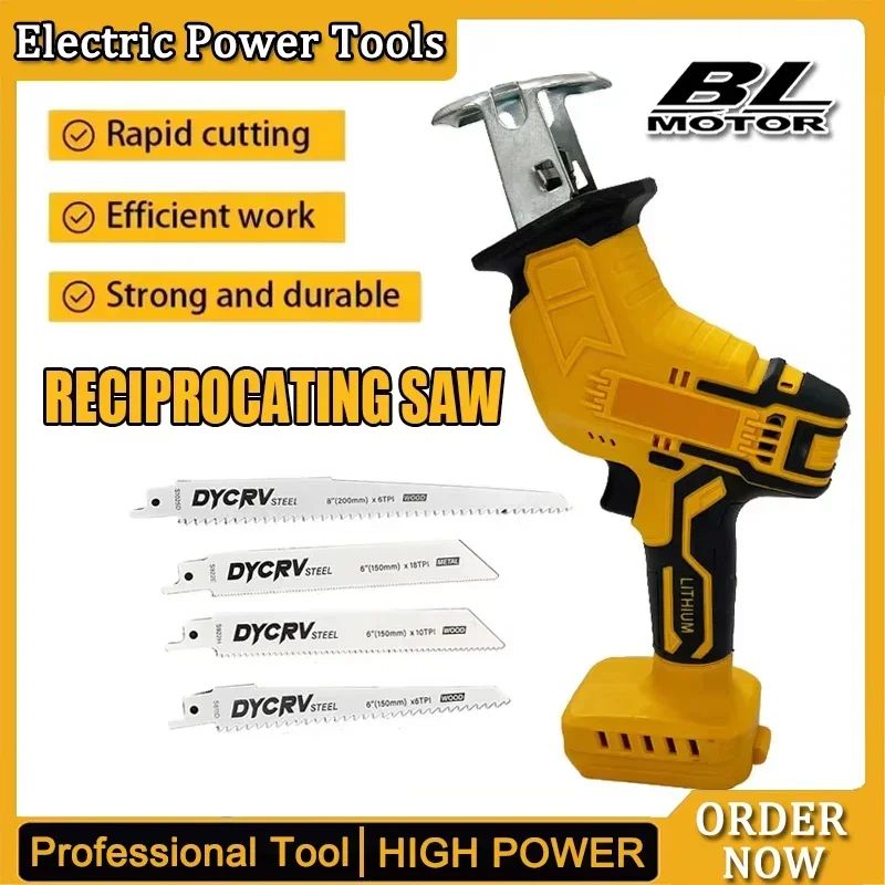 2800RPM Cordless Reciprocating Saw 20V Brushless Electric Saw Multifunctional Metal Wood Pipe Cutting Saw Power Tool Fit Dewalt