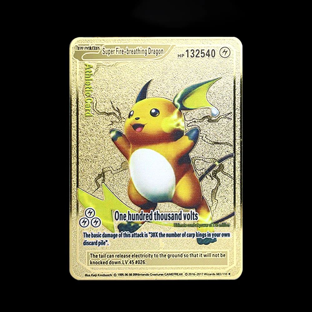 Pokemon 183200 Points High Hp Gold Black English French Metal Cards Vmax Mega GX Game Collection Cards Charizard Pikachu Mewtwo