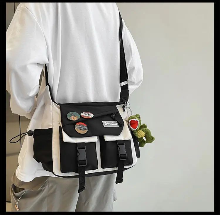 Harajuku Men Nylon Crossbody Bags for Women Messenger Bag Girls School Book Bags Youth Canvas Handbags Shoulder Bag Sac Bolsas