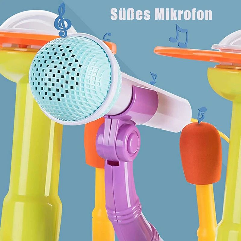Hot Selling Creative Children Drums Set Electric Light Cool Music Drum Kit Percussion Instrument Baby Early Education Toys Gifts