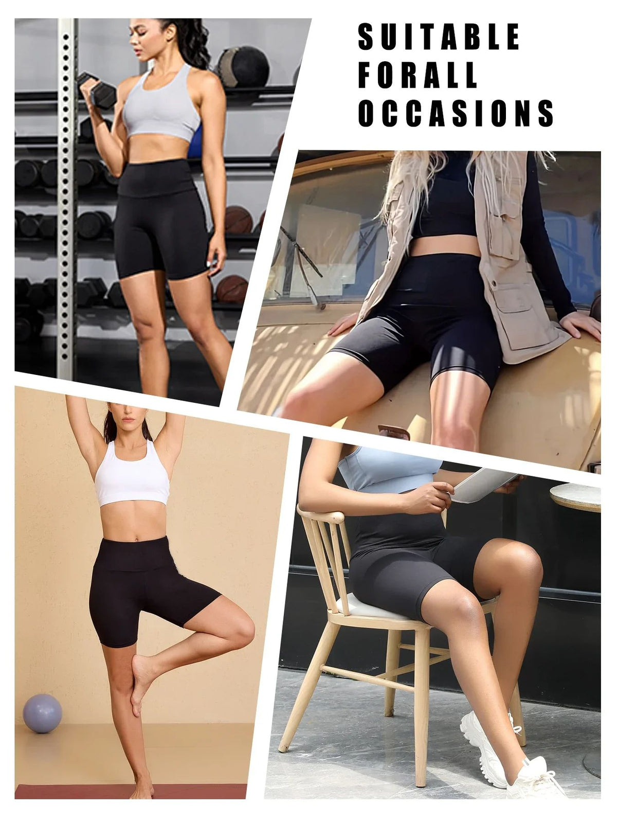 Women's High Waisted Biker Shorts Super Soft Tummy Control No See Through Workout Yoga Running Athletic Push Up Gym Fitness