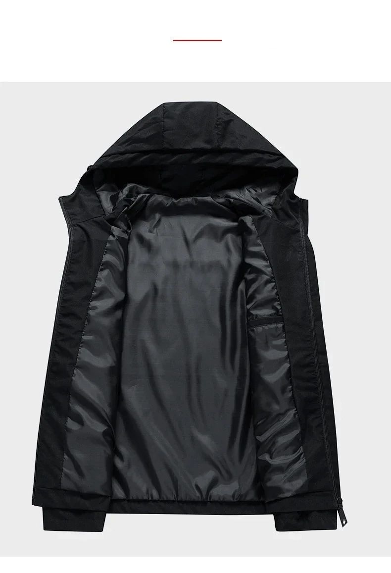 2025 Spring and Autumn men's outdoor sports coat top Windproof zipper jacket Casual quality hooded baseball jacket