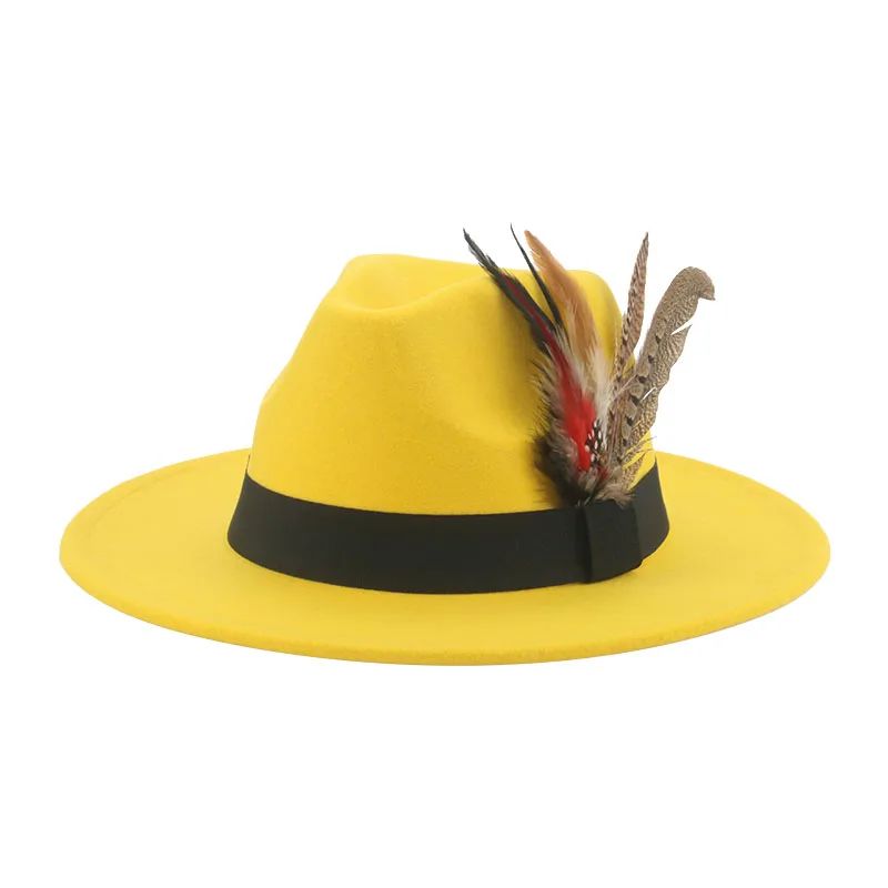 Hat Fedoras Winter Women Hats Men Felt Hat Feather Luxury Fashion Casual Wedding Decorate Men Women Fedora Chapeau Femme Bonnet